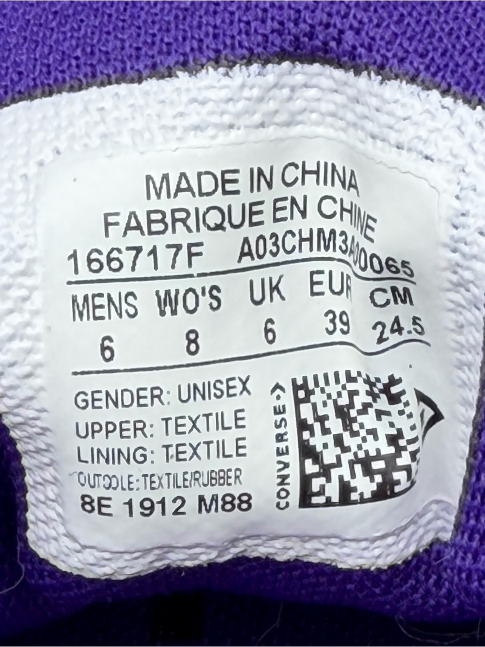 Converse Low-Top  Tiger Canvas Sneakers in Black, White & Purple - Picture 6 of 7